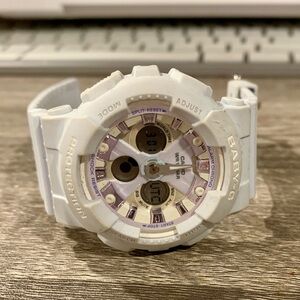 Casio Baby-G White Watch with Purple Dial Accents